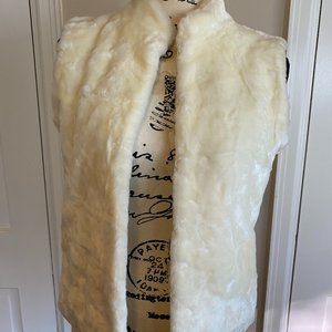 White House Black Market Cream Fur Vest